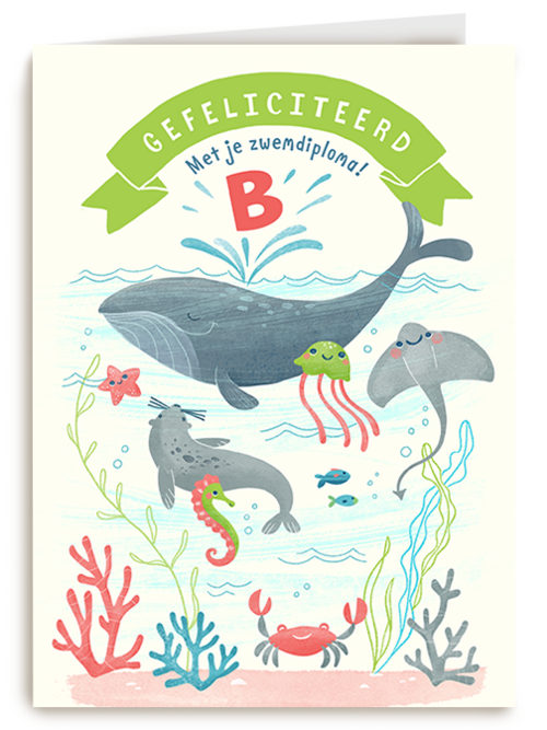 Kaart Hallmark | Zwemdiploma | Zwemdiploma B Kaart Met Walvis