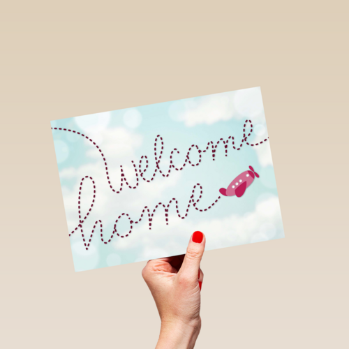 roze vliegtuigje welcome home