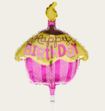 Ballon Happy Birthday Cupcake Roze Goud