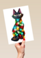 kerstkaart grappig kat met kerstlichtjes folio