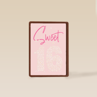 Verjaardagskaart Sweet 16 roze bloemen