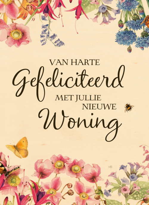 Houten Kaart Felicitatie Nieuwe Woning | Houten Kaart Hallmark | Felicitatie Nieuwe Woning | Verhuisd Kaart Marjolein Bastin Gefeliciteerd