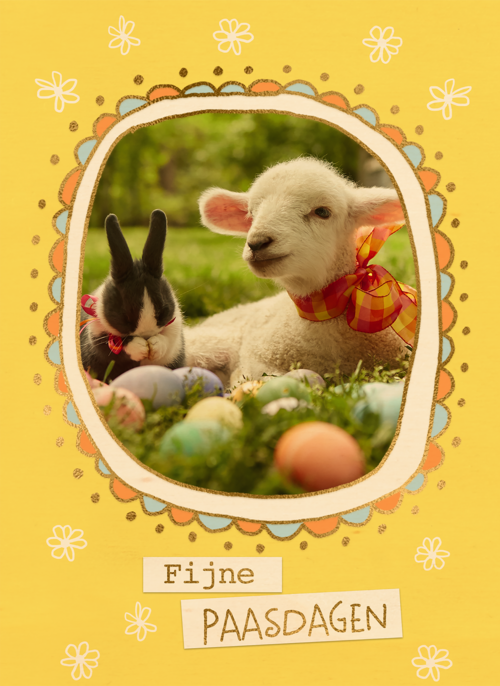 Houten Kaart Pasen | Houten Kaart Hallmark | Pasen | Pasen Vrolijke Paasdagen Lammetje