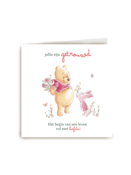 een bos bloemen van winnie voor het getrouwde stel