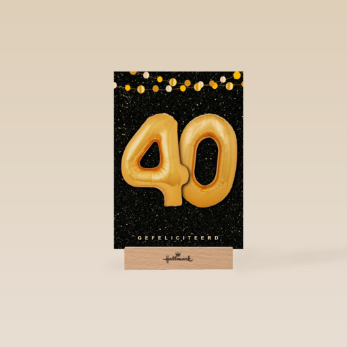 Verjaardagskaart leeftijden 40 ballonletters