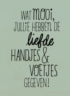 wat mooi jullie hebben de liefde handjes en voetjes gegeven