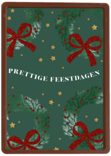 kerstkaart met kerststrikken op groene achtergrond