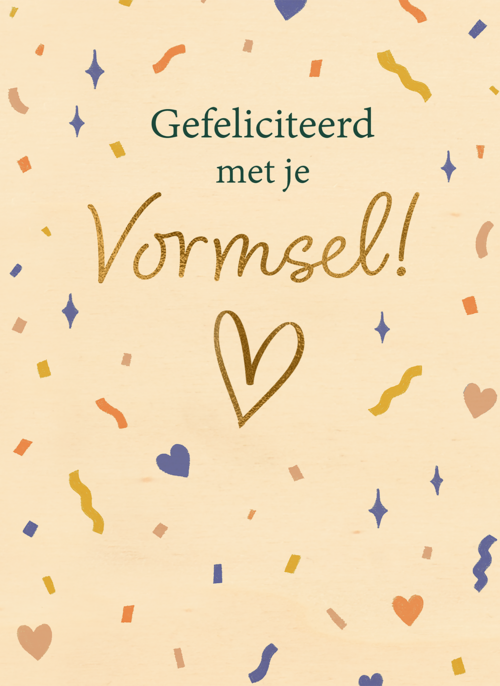 Houten Kaart Vormsel | Houten Kaart Hallmark | Vormsel | Gefeliciteerd Vormsel Confetti