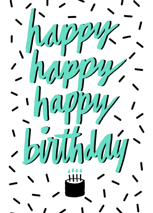 Verjaardagskaart happy birthday quote taart