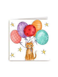 verjaardagskaart ballonnen kat matia studio