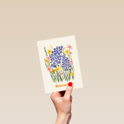 Beterschapskaart klassiek met bloemen