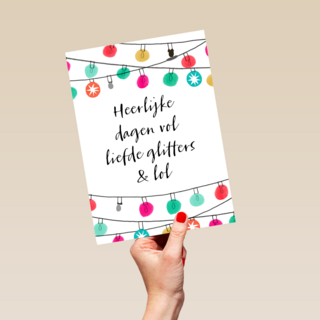 kerstkaart hip heerlijke dagen vol liefde glitters en lol