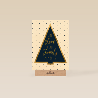 Kerstkaart kerstboom stijlvol joy peace