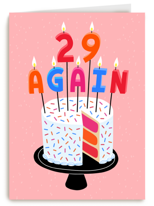 29 again op een verjaardagstaart