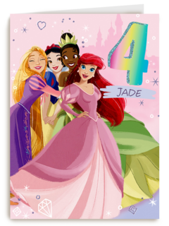 Verjaardagskaart 4 jaar Disney prinsessen