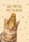 nieuwjaar kaart kat gelukkig nieuwjaar