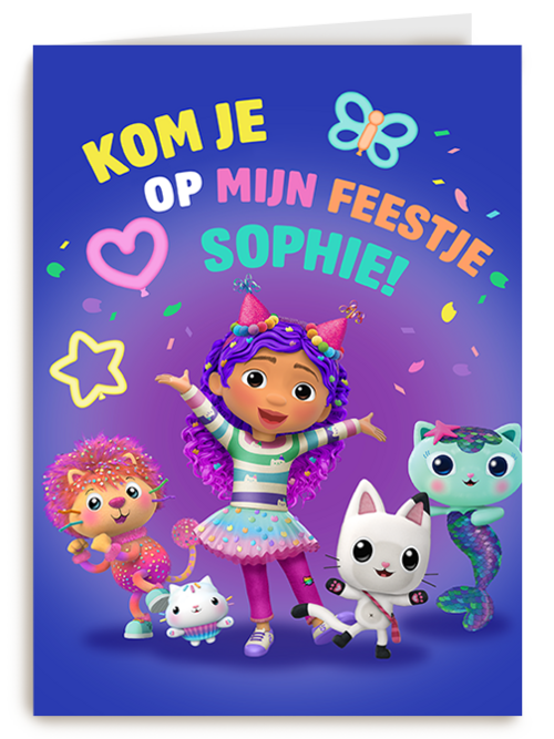 Kaart Hallmark | Kinderfeest | Gabbys Dollhouse Uitnodiging Blauw