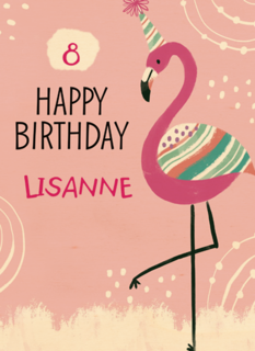 Verjaardagskaart flamingo aanpasbare tekst