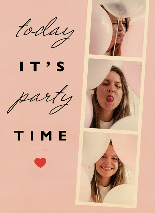 verjaardag kaart foto hip today it is party time