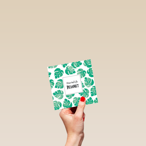 kaart hartelijk bedankt met groene bladeren