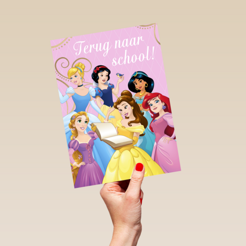 Back to school kaart Disney prinsessen