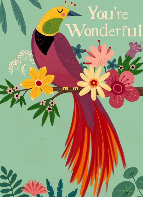 Houten Kaart | Complimentkaart You Are Wonderful Paradijsvogel