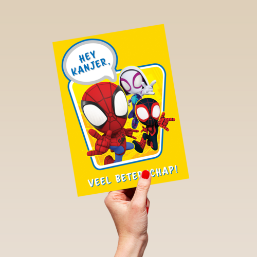 Spiderman beterschapskaart hey kanjer
