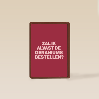 verjaardag kaart andc zal ik de geraniums alvast bestellen