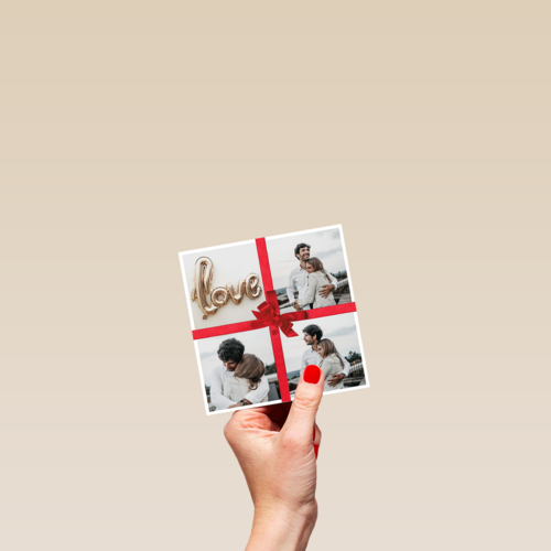 valentijnskaart strik met 4 fotos