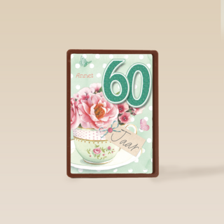 verjaardag leeftijden kopje bloemen 60