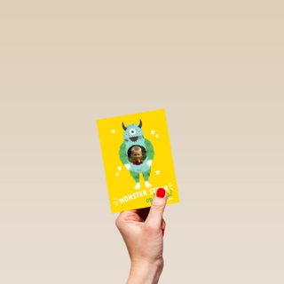 Monster stoer op kamp fotokaart