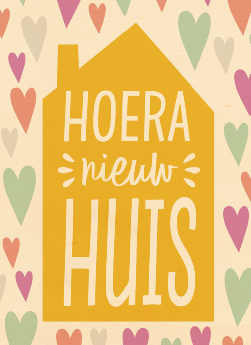Houten Kaart Felicitatie Nieuwe Woning | Houten Kaart Hallmark | Felicitatie Nieuwe Woning | Hoera Nieuw Huis Me Hartjes