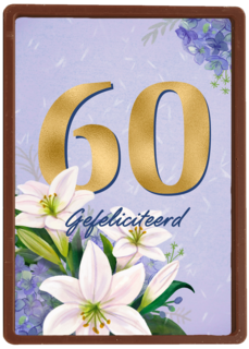 Verjaardagskaart klassiek 60 jaar vrouw gouden letters en bloemen