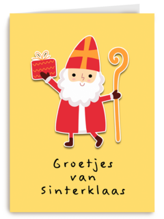 groetjes van sinterklaas met staf en kado