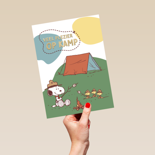 Snoopy kaart op kamp