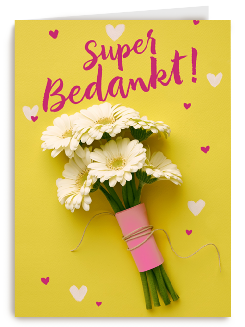 super bedankt met een bos bloemen