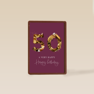 Verjaardagskaart 50 goud cadeau