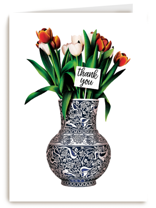 bedankt kaart folio vaas met bloemen thank you