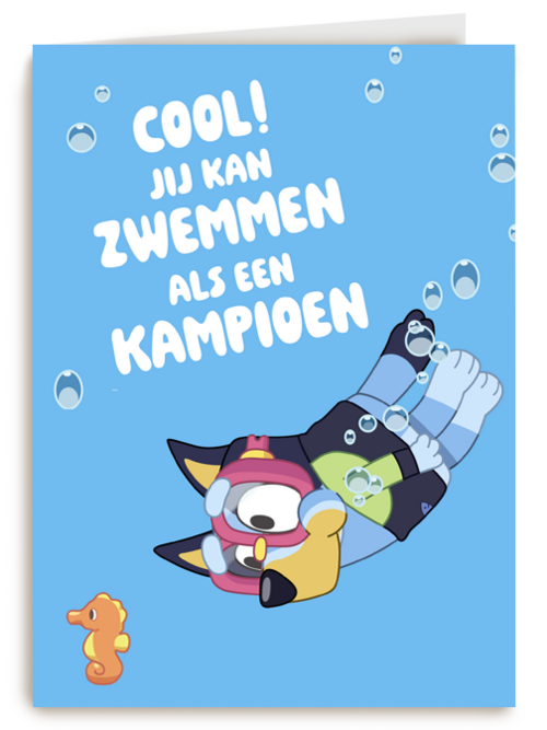 Kaart Hallmark | Zwemdiploma | Blue Kan Zwemmen Als Een Kampioen