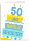 Verjaardagskaart leeftijden 50 jaar taart