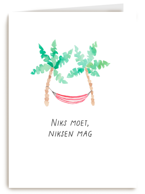 Niks moet niksen mag hangmat met 2 palmbomen