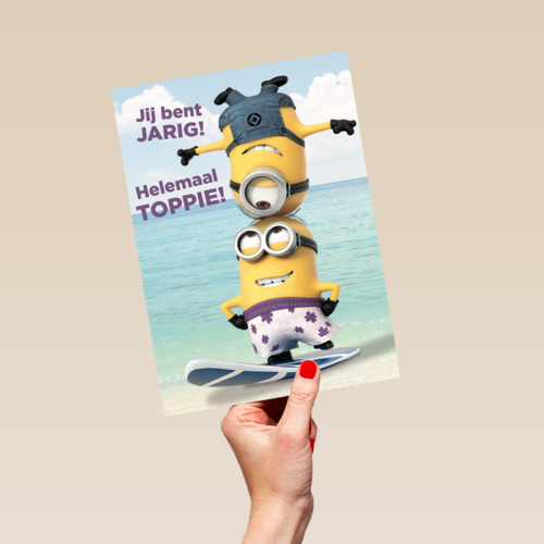 minions Stuart en Dave jij bent jarig helemaal toppie