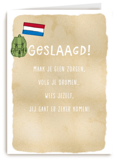 geslaagd kaart volg je dromen nederlandse vlag