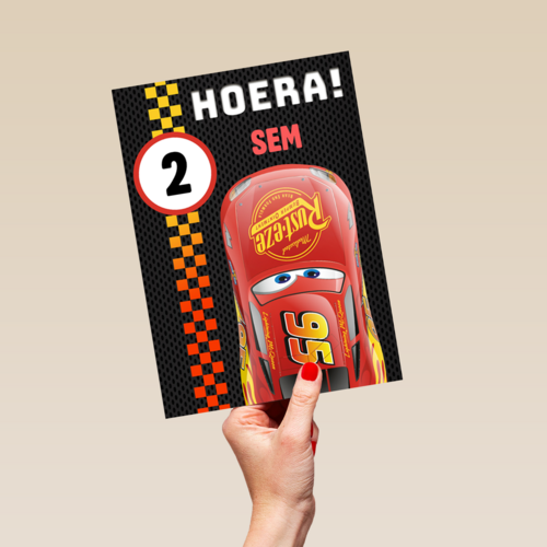 Cars verjaardagskaart bliksem McQueen hoera