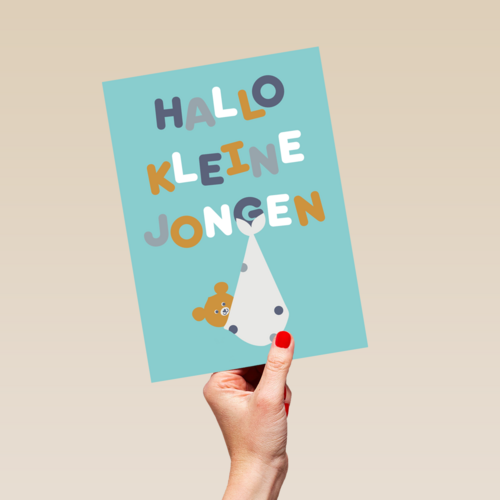 Hallo kleine jongen geboortefelicitatie