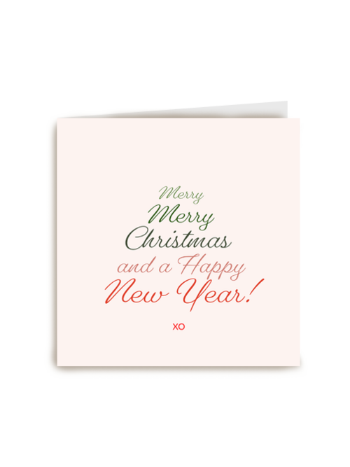Kerstkaart stijlvol Merry merry Christmas xo