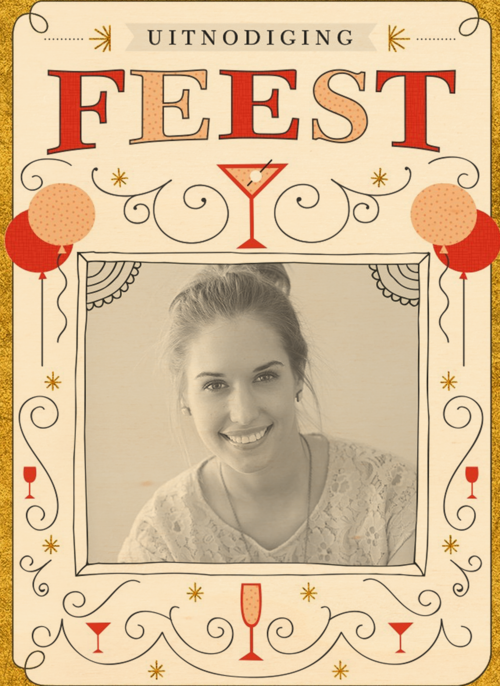 Houten Kaart Feest | Houten Kaart Hallmark | Feest | Fotokaart Uitnodiging Feest