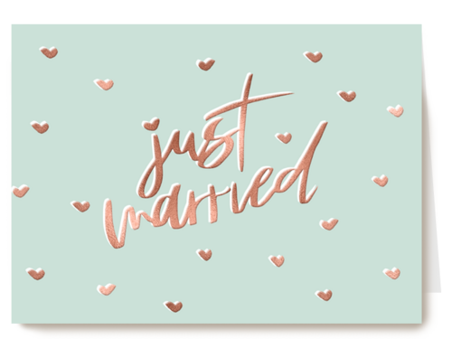 just married with metallic text