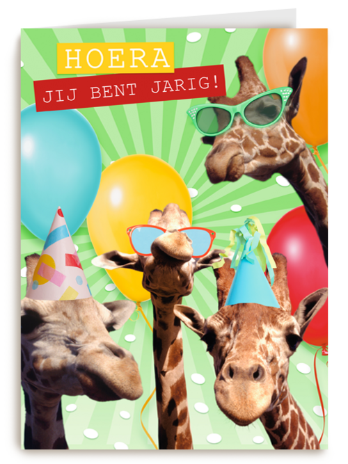 verjaardagskaart 4 gekke giraffen