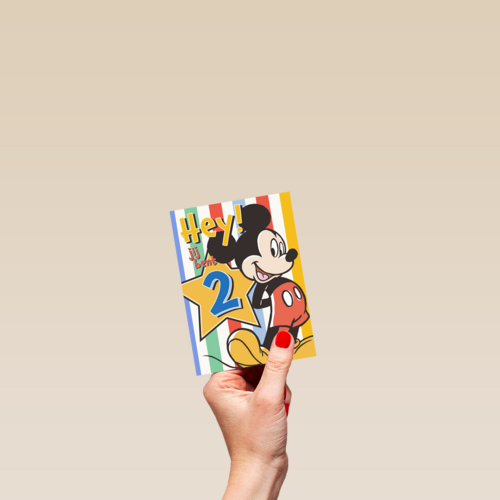 Hey jij bent 2 Mickey Mouse verjaardagskaart